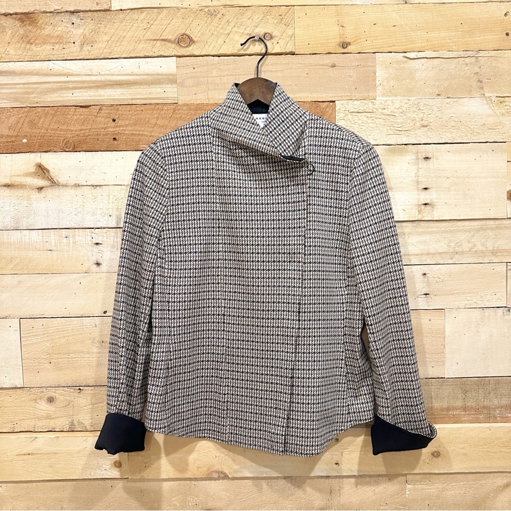 Akris Punto Houndstooth Blazer Black Tan Jacket Size 10